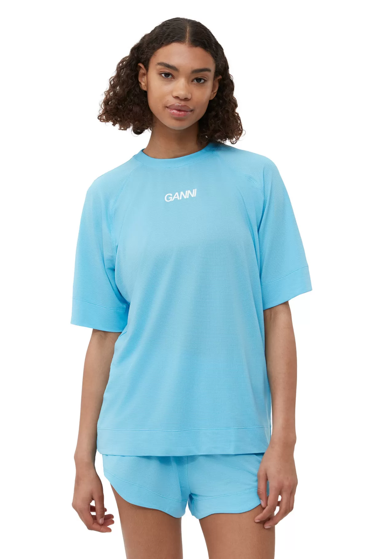 GANNI Tops<Active-Netz-T-Shirt Ethereal Blue