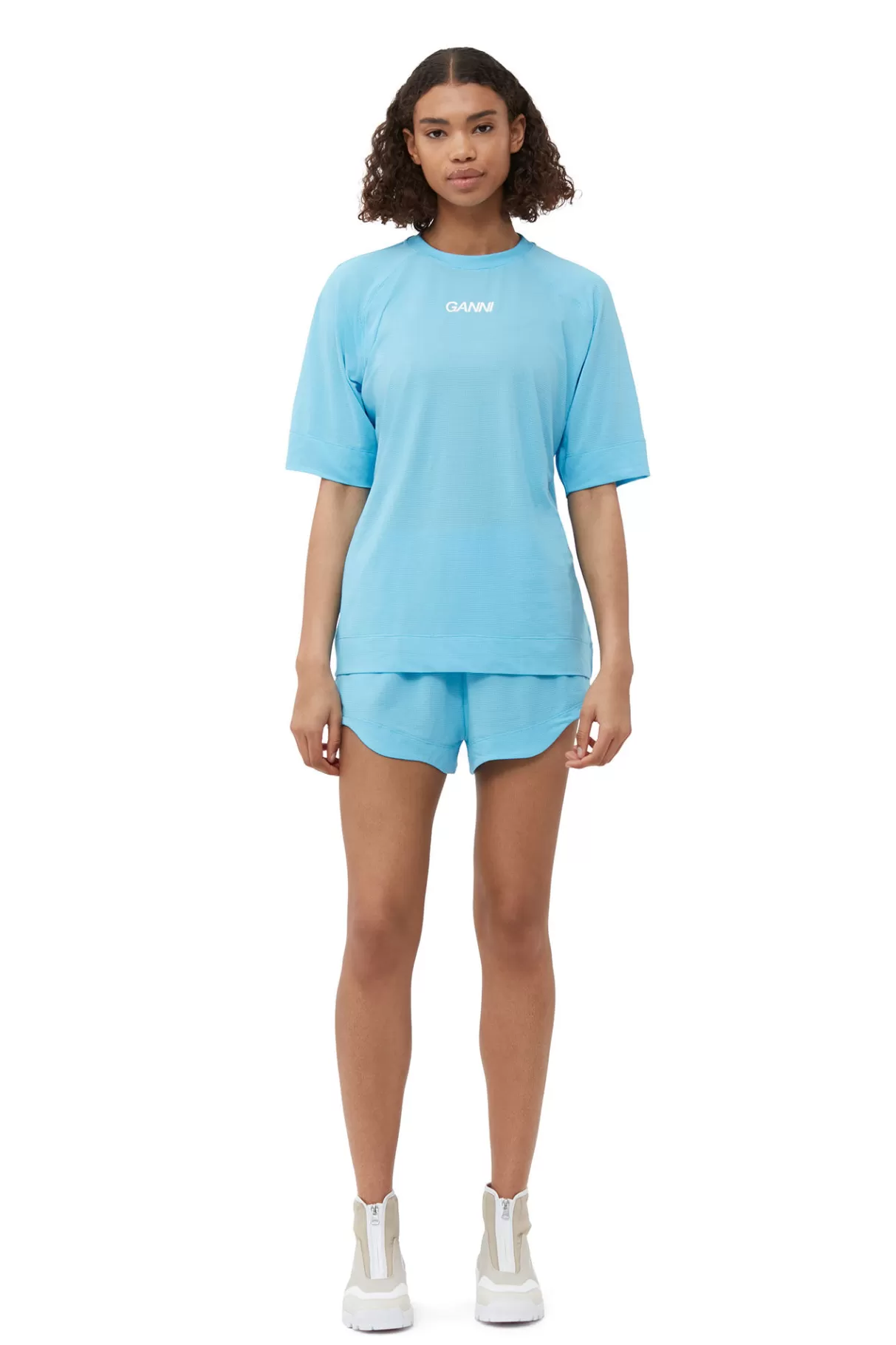 GANNI Tops<Active-Netz-T-Shirt Ethereal Blue