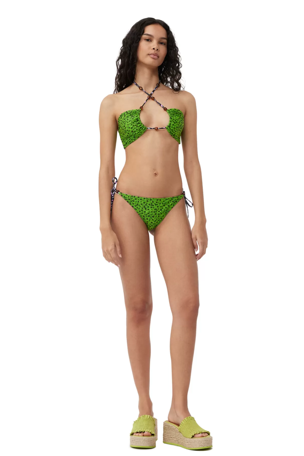 GANNI Bademode<Bedruckte Perlen-Bikinihose Aus Recyceltem Material Tender Shoots