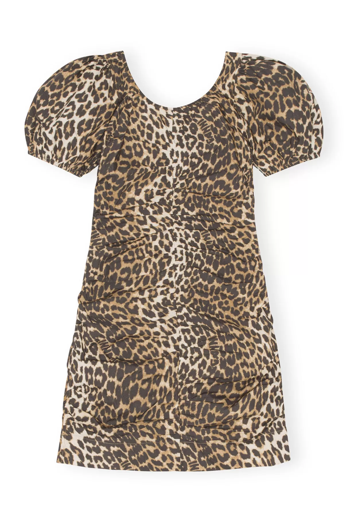 GANNI Kleider<Bedrucktes Minikleid Mit U-Ausschnitt Big Leopard Almond Milk