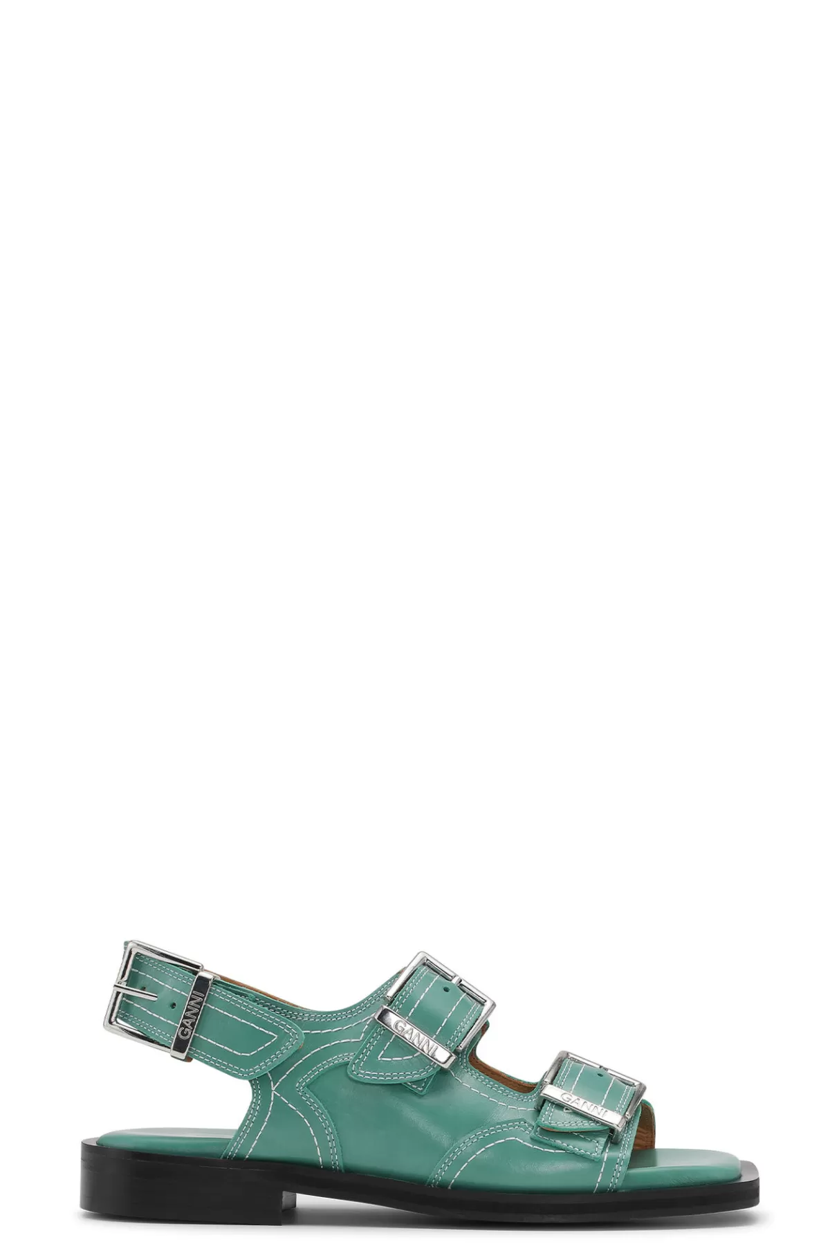 GANNI Flache Schuhe<Bestickte Westernsandalen Bottle Green