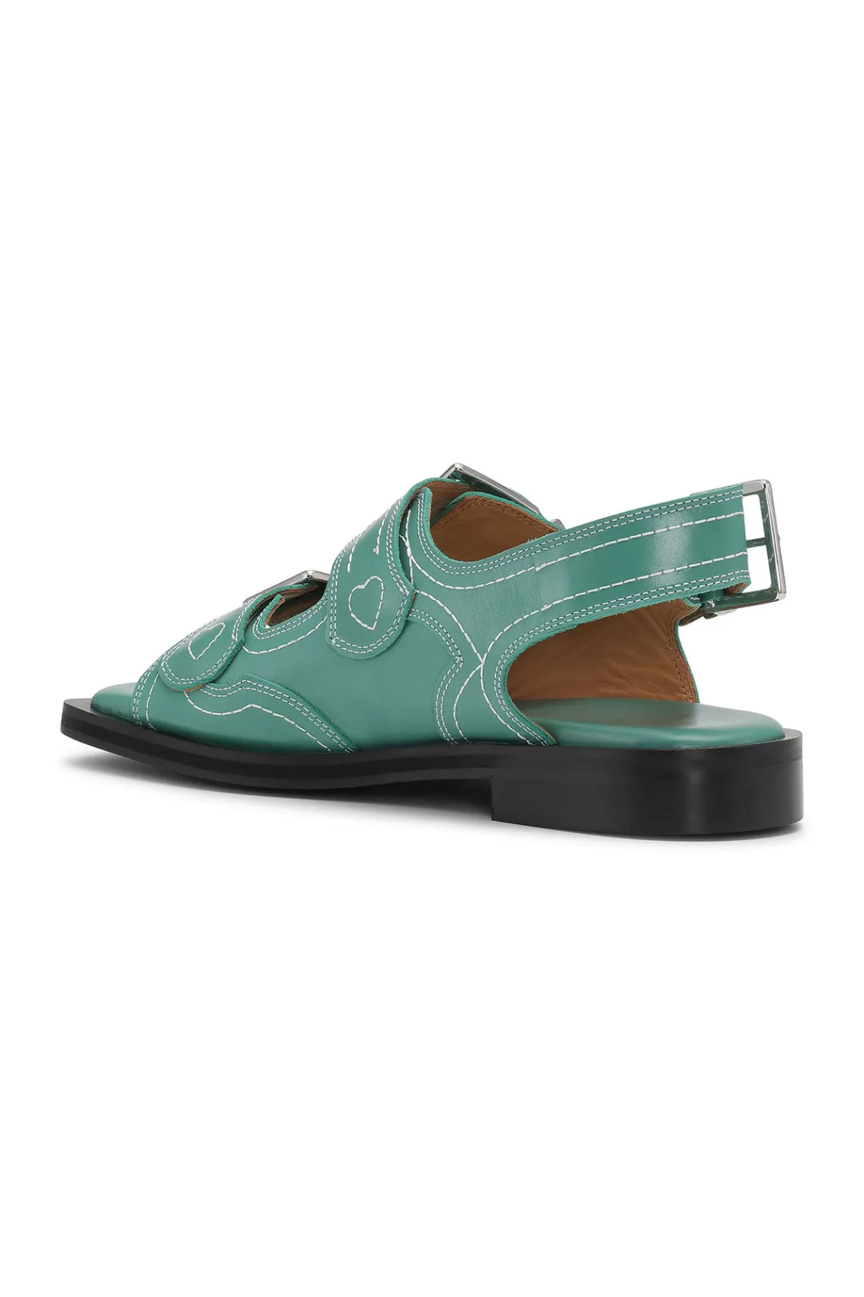 GANNI Flache Schuhe<Bestickte Westernsandalen Bottle Green