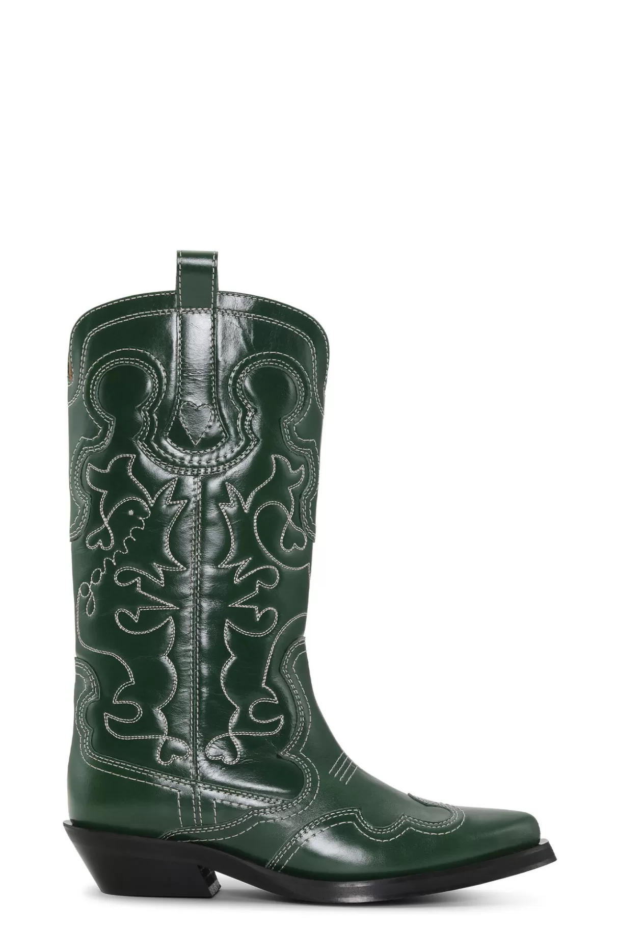 GANNI Stiefel<Bestickte Westernstiefel Kelly Green