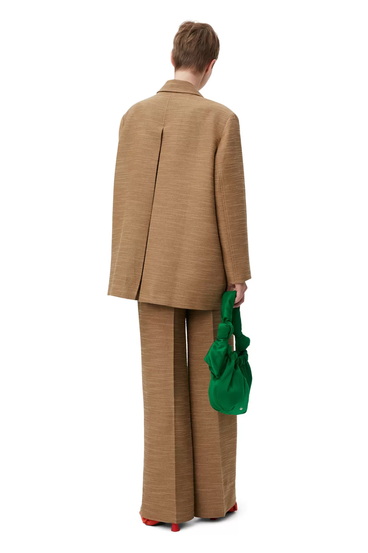 GANNI Hosen<Braune Hose Mit Mittelhoher Taille Aus Slub Linen Petrified Oak