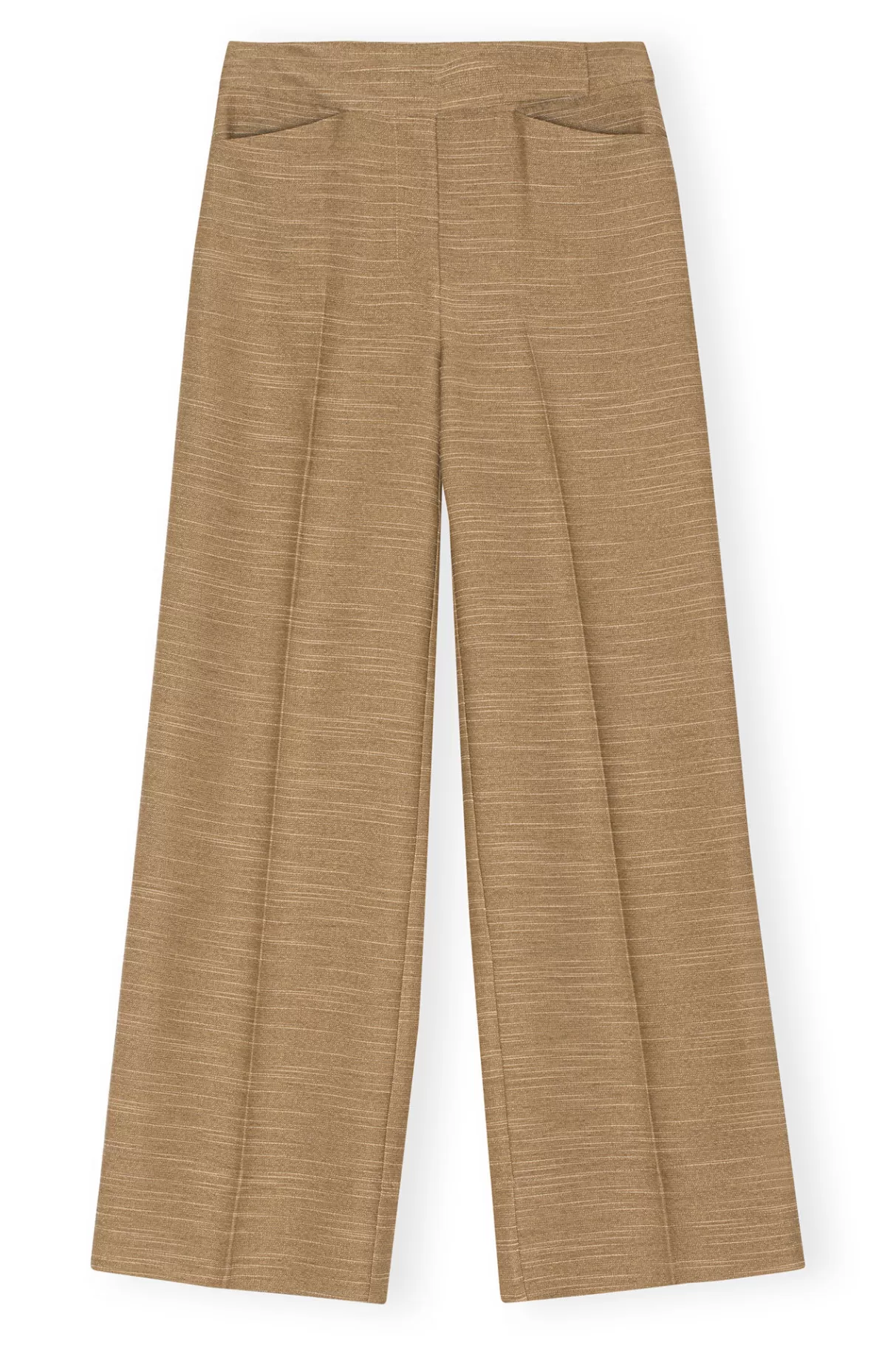 GANNI Hosen<Braune Hose Mit Mittelhoher Taille Aus Slub Linen Petrified Oak