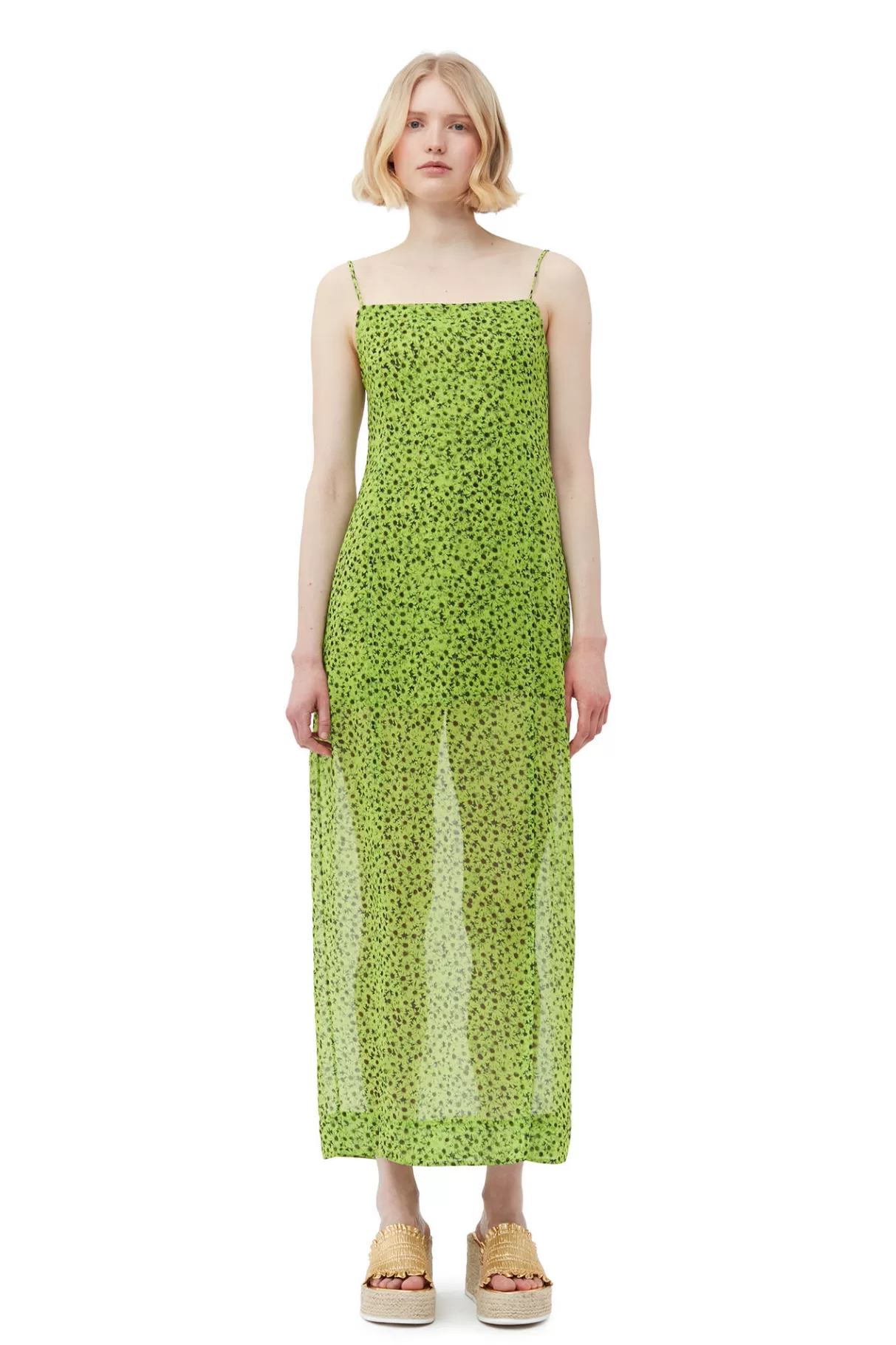 GANNI Kleider<Chiffon Midi-Slipkleid Tender Shoots