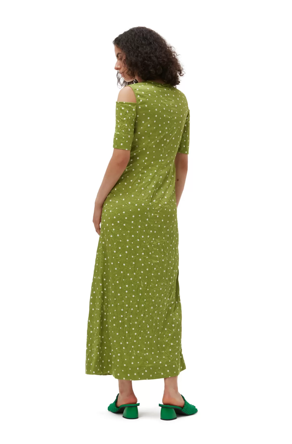 GANNI Kleider<Crinkled Satin Maxi Dress Going Green