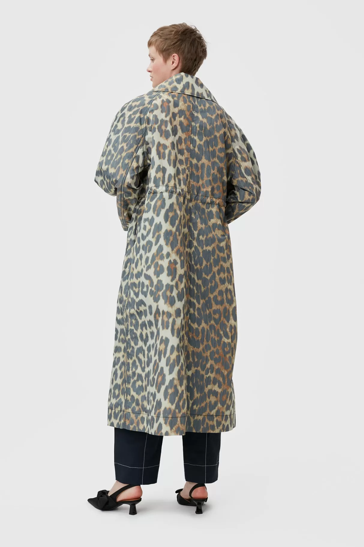 GANNI Mäntel & Jacken<Crispy Shell Coat Big Leopard Almond Milk