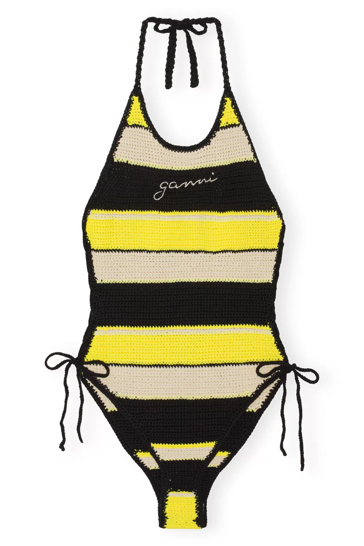 GANNI Bademode<Crochet Tieband Swimsuit Golden Kiwi