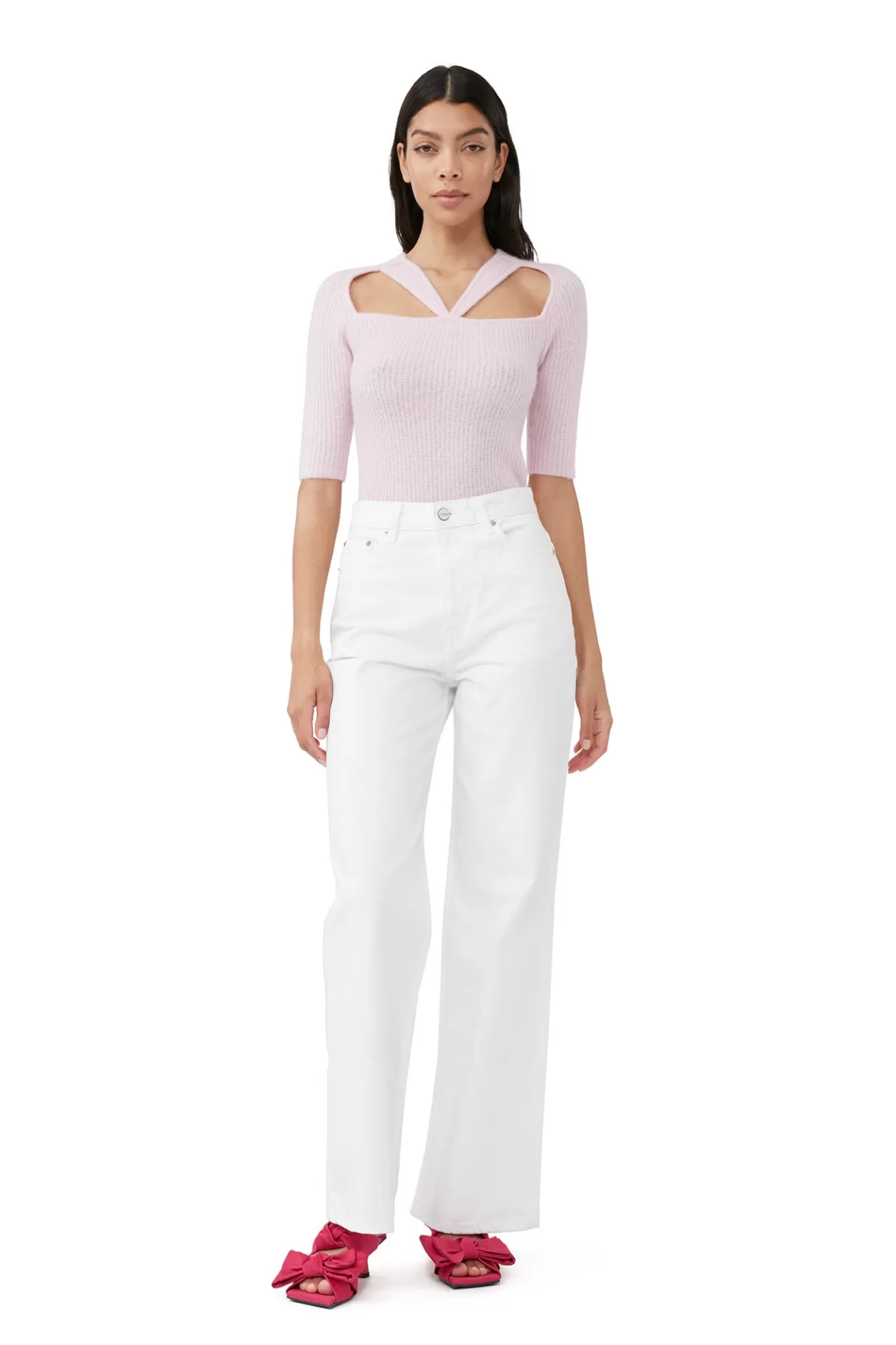 GANNI Tops<Cut-Out-Oberteil Aus Weicher Wool Pink Tulle