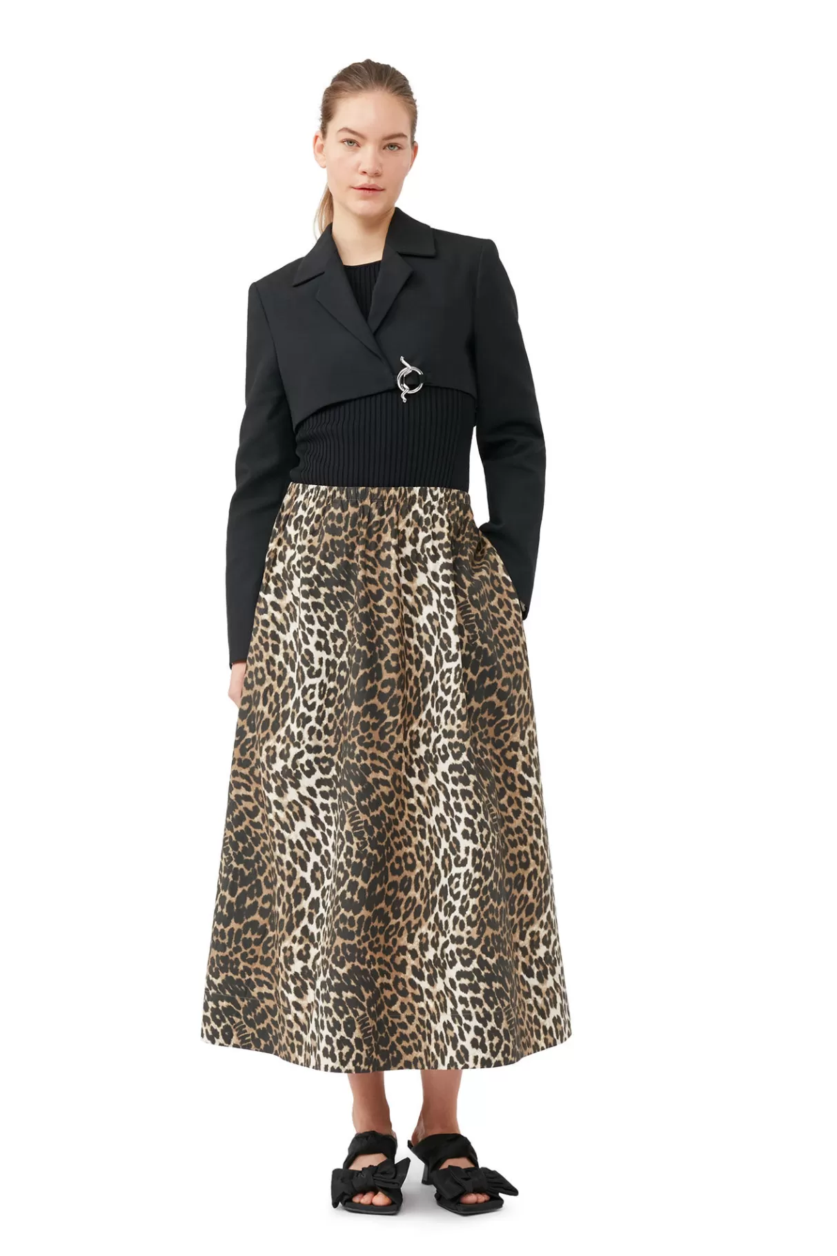 GANNI Hosen<Elastischer Maxirock Mit Leopardenprint Big Leopard Almond Milk