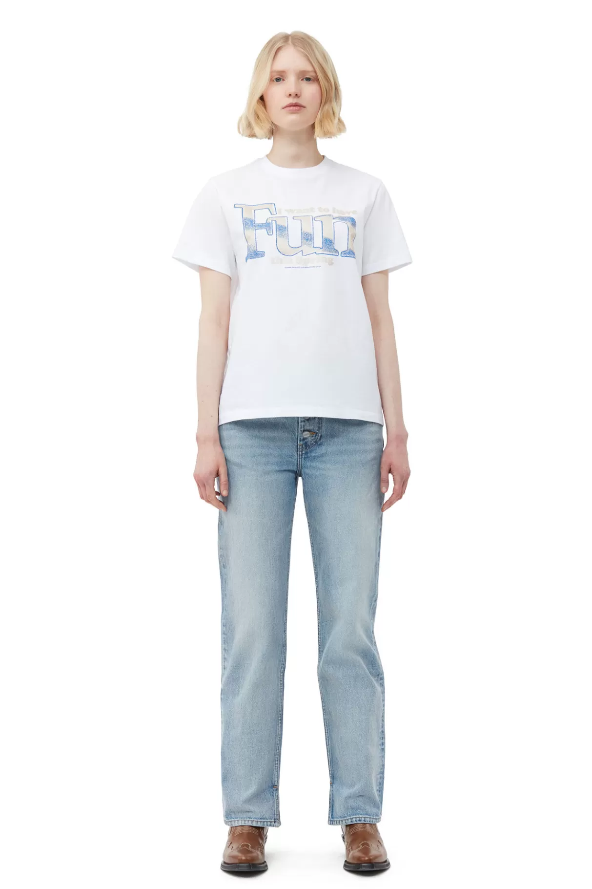 GANNI Tops<Entspanntes Fun-T-Shirt Bright White