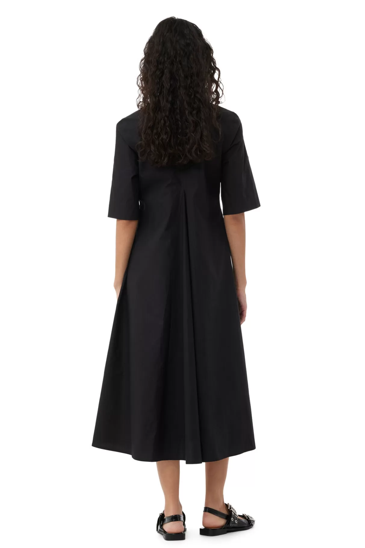 GANNI Kleider<Exclusive Schwarzes Maxikleid Aus Cotton Poplin Black