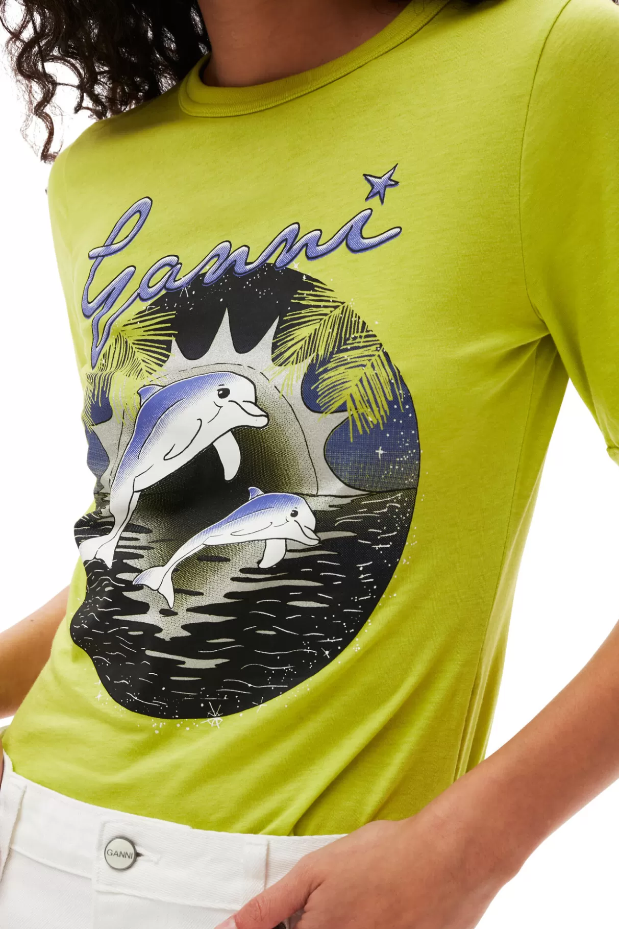 GANNI Tops<Fabrics Of The Future Dolphin T-Shirt Tender Shoots