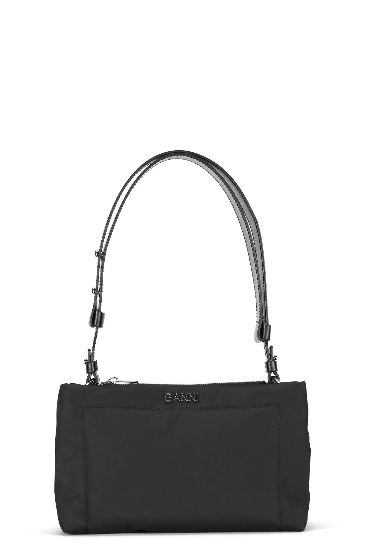 GANNI Schultertaschen<Gepolsterte Mittelgrose Baguette-Tasche Black