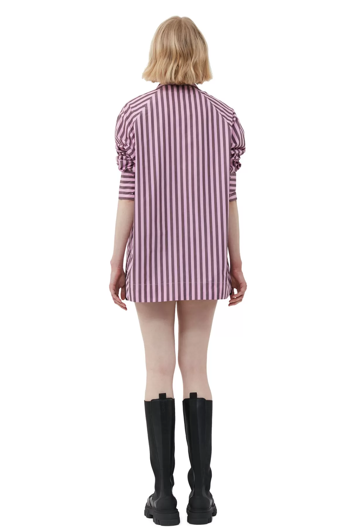 GANNI Tops<Gestreiftes Cotton-Raglan-Hemd In Ubergrose Bonbon