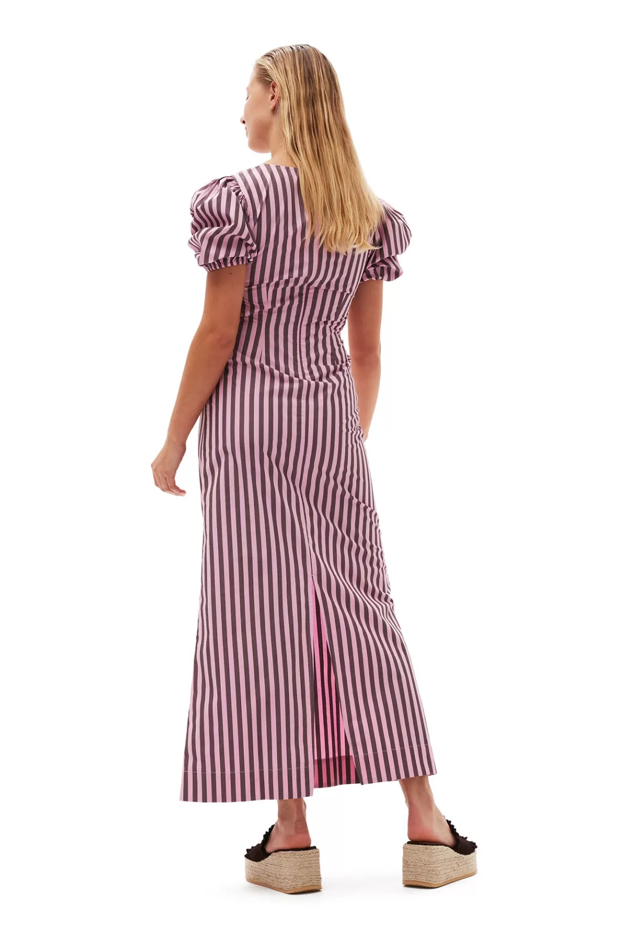 GANNI Kleider<Gestreiftes Cutout-Kleid Aus Cotton Bonbon