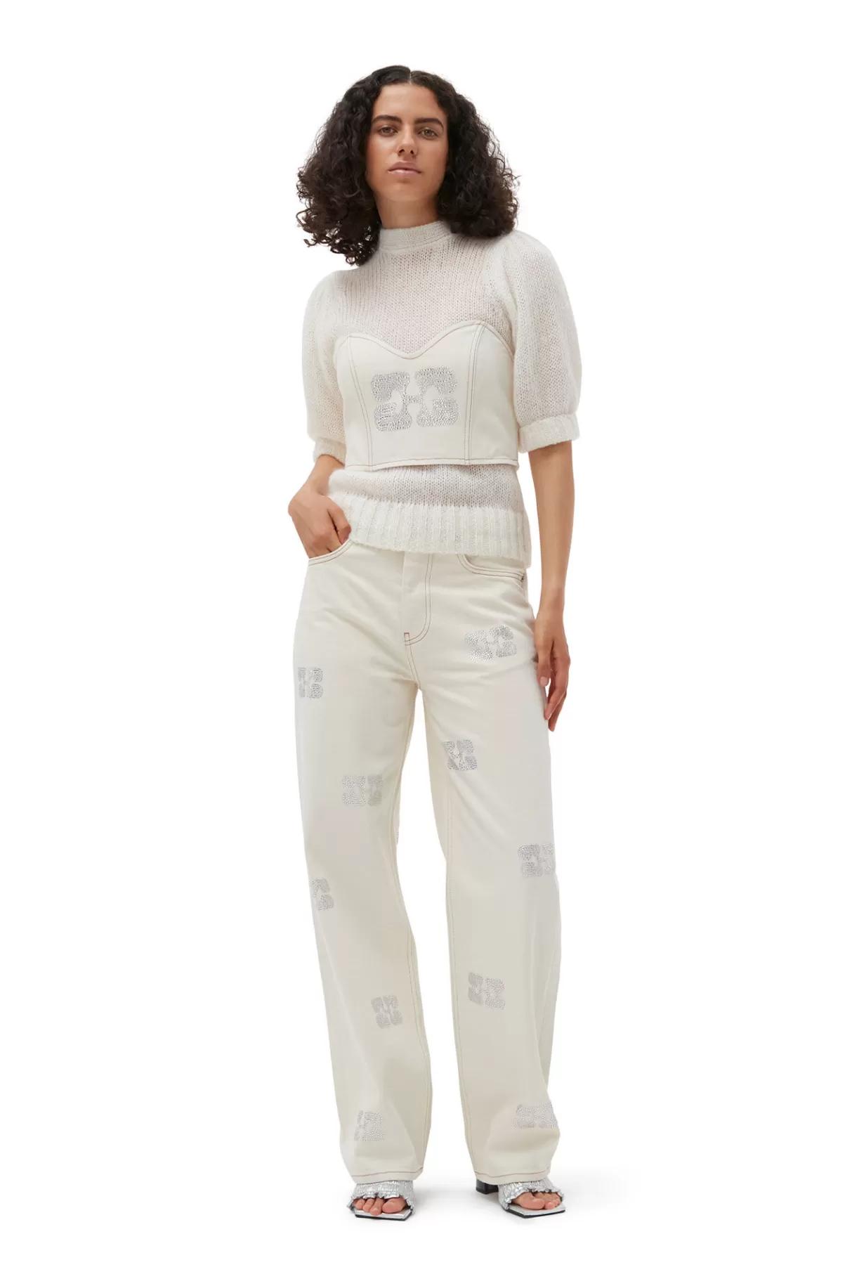 GANNI Hosen<Glitzernde Izey-Jeans Vanilla Ice