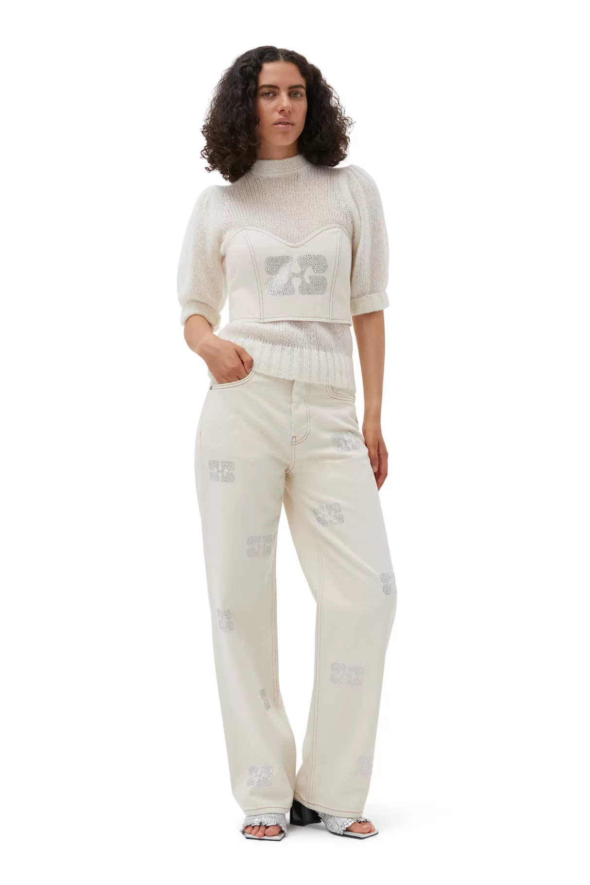 GANNI Hosen<Glitzernde Izey-Jeans Vanilla Ice