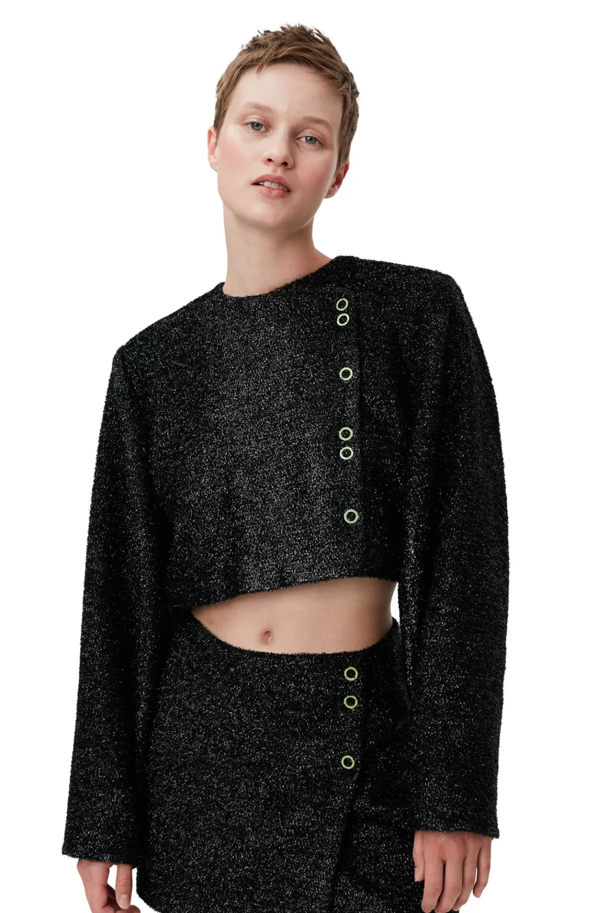 GANNI Mäntel & Jacken<Glitzernder Crop-Blazer Black