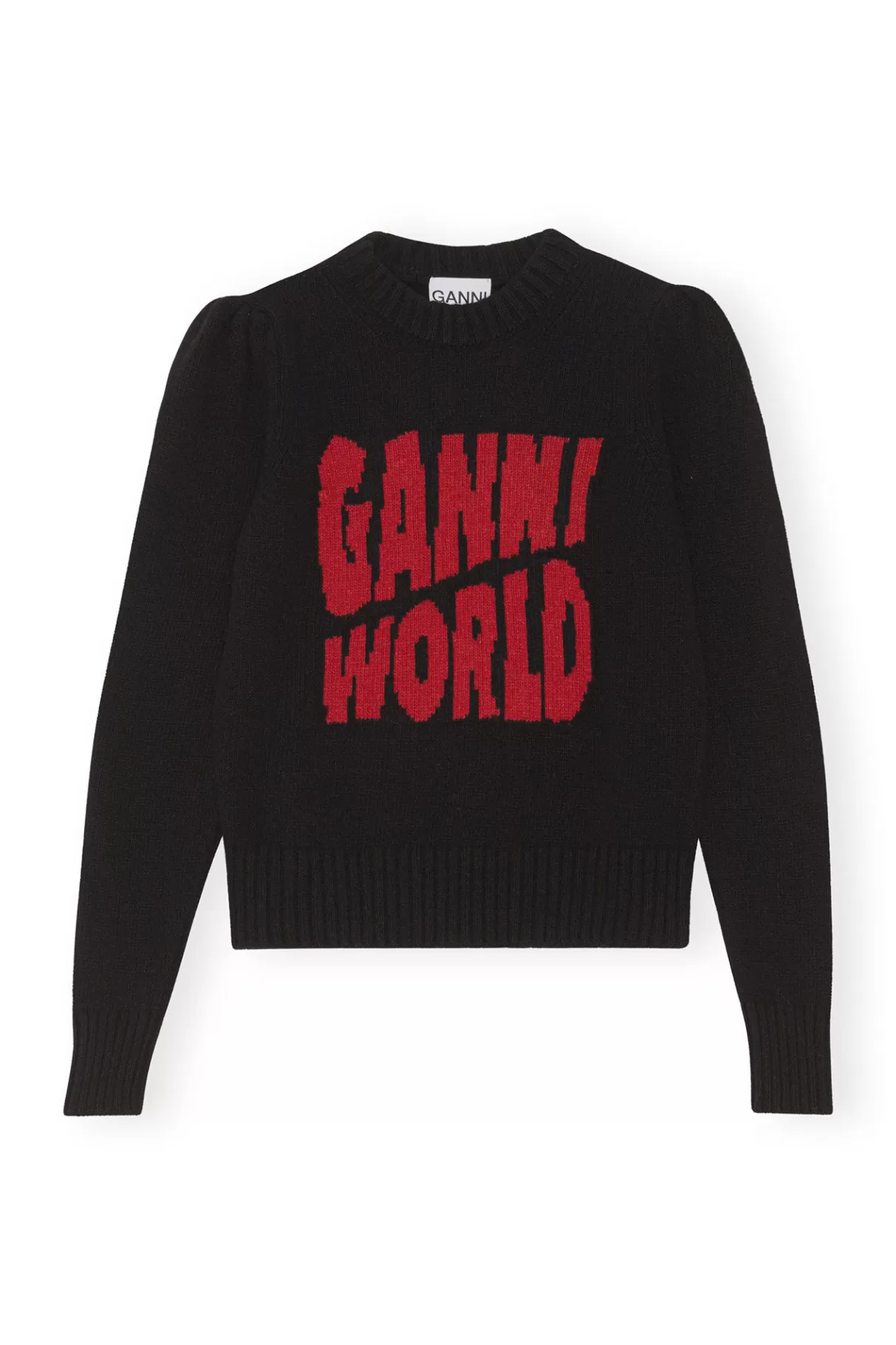 GANNI Strickwaren<Graphic Puff Shoulder World Black