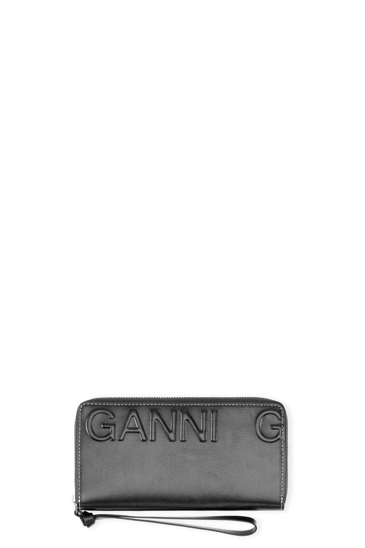 GANNI Portemonnaies<Groses Logo-Handgelenktasche Mit Reisverschluss Black