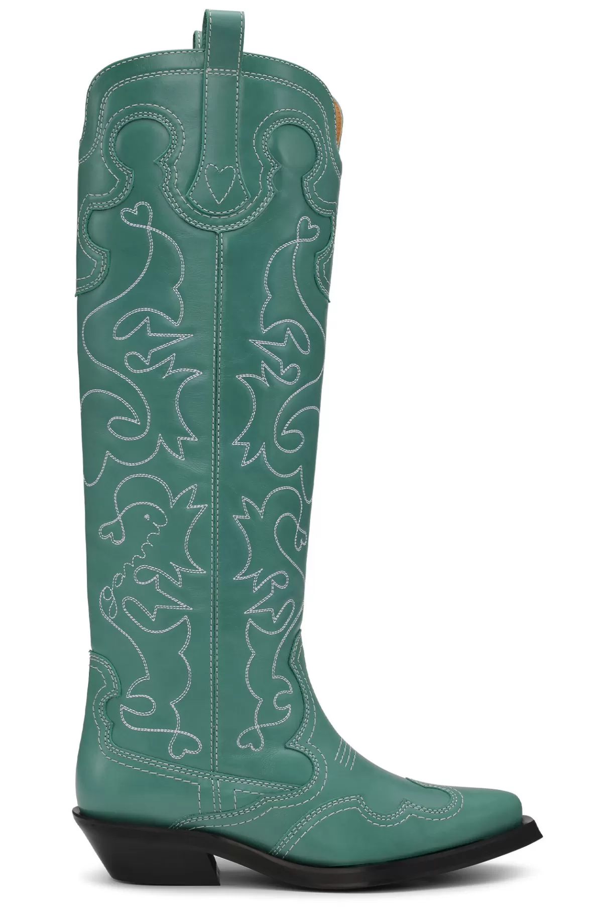 GANNI Stiefel<Grune Kniehohe Bestickte Westernstiefel Bottle Green