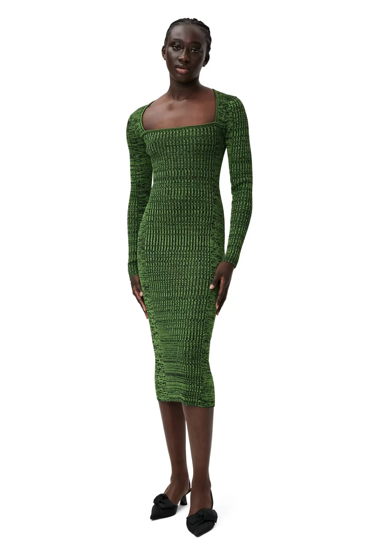 GANNI Kleider<Grunes Melange-Strickkleid Kelly Green