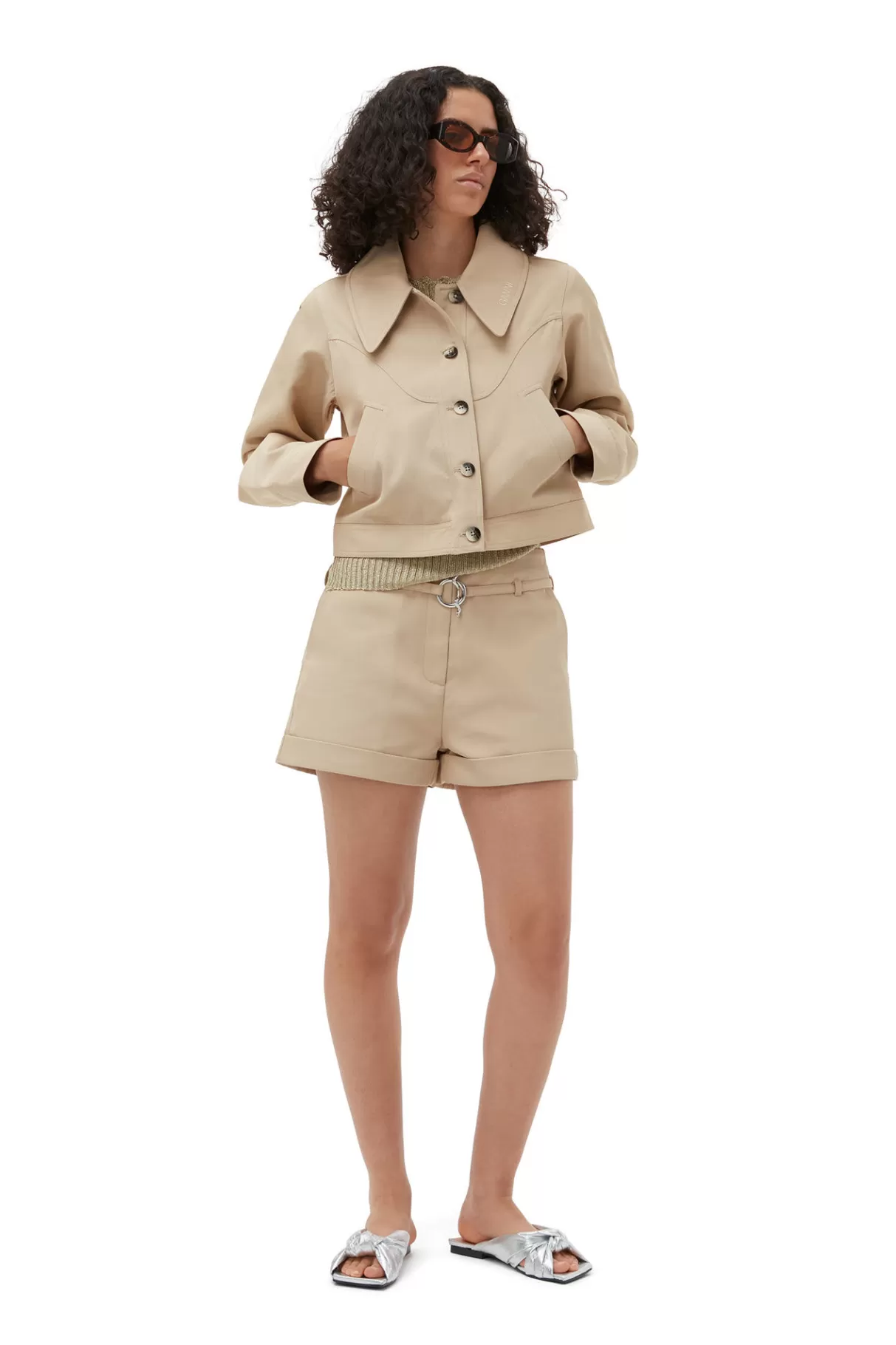 GANNI Shorts<Gurtelshorts Aus Heavy Twill Pale Khaki