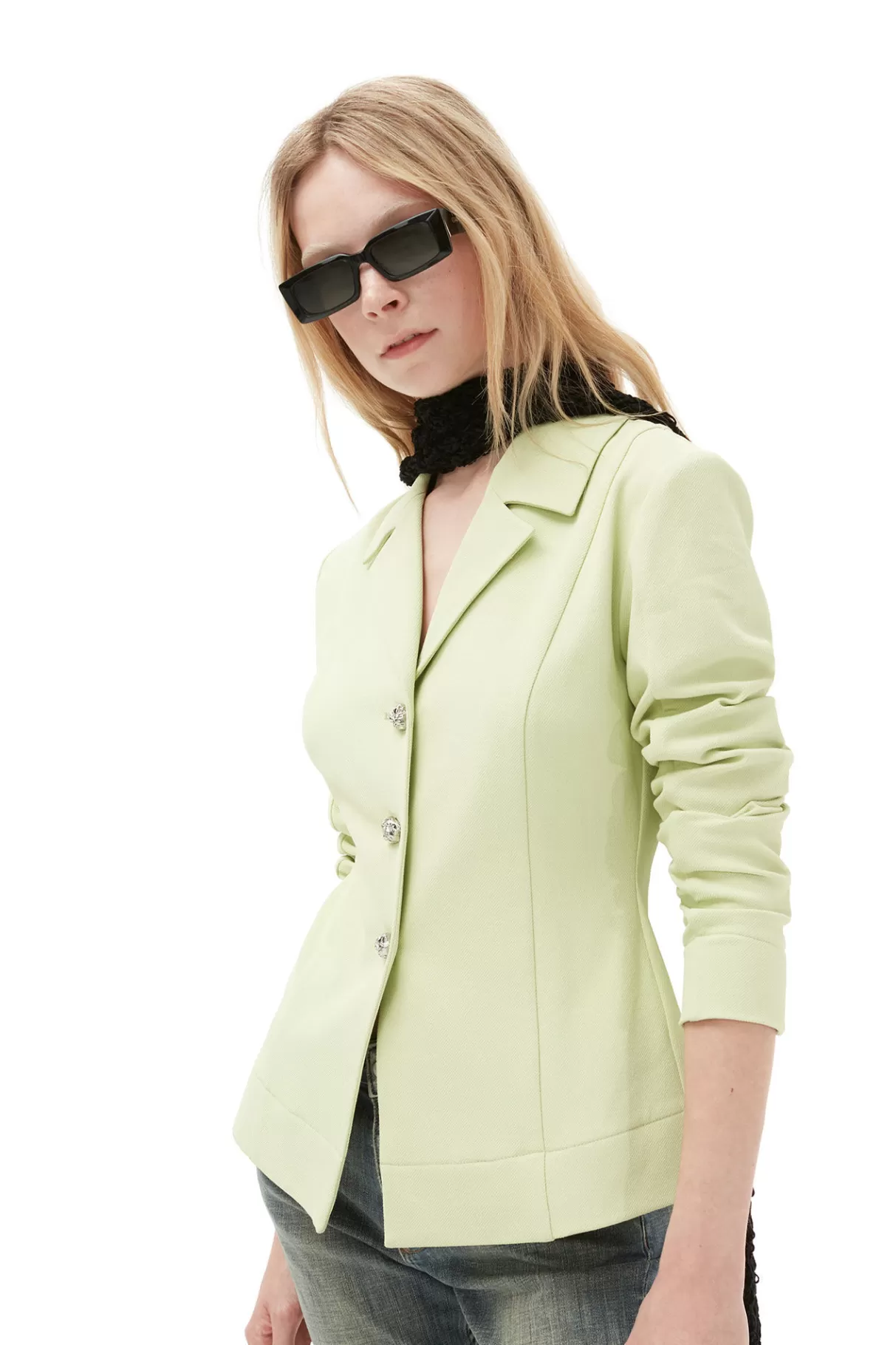 GANNI Mäntel & Jacken<Hemd-Blazer Aus Stretch- Anzugstoff Lily Green