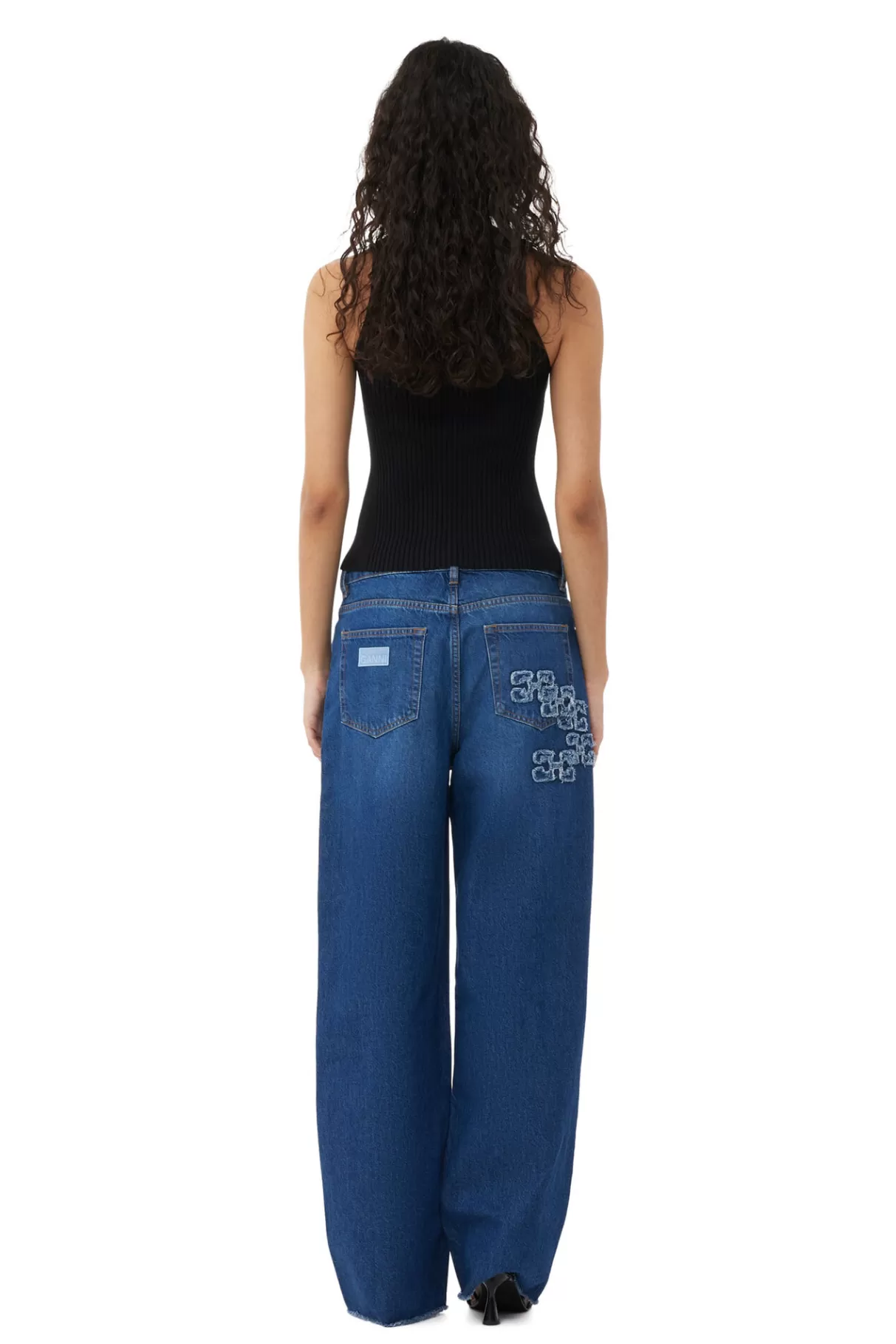 GANNI Hosen<„Izey“-Re-Cut-Jeans Mid Blue Stone