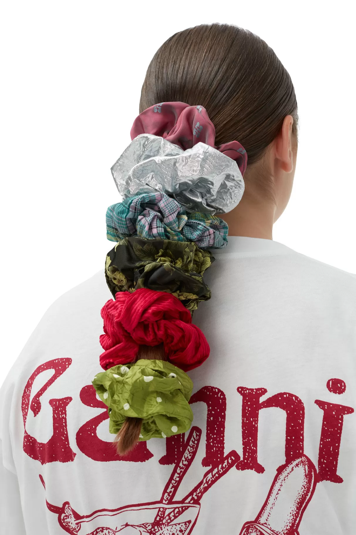 GANNI Haar-Accessoires<Kariertes Scrunchie Aus Seersucker Lagoon