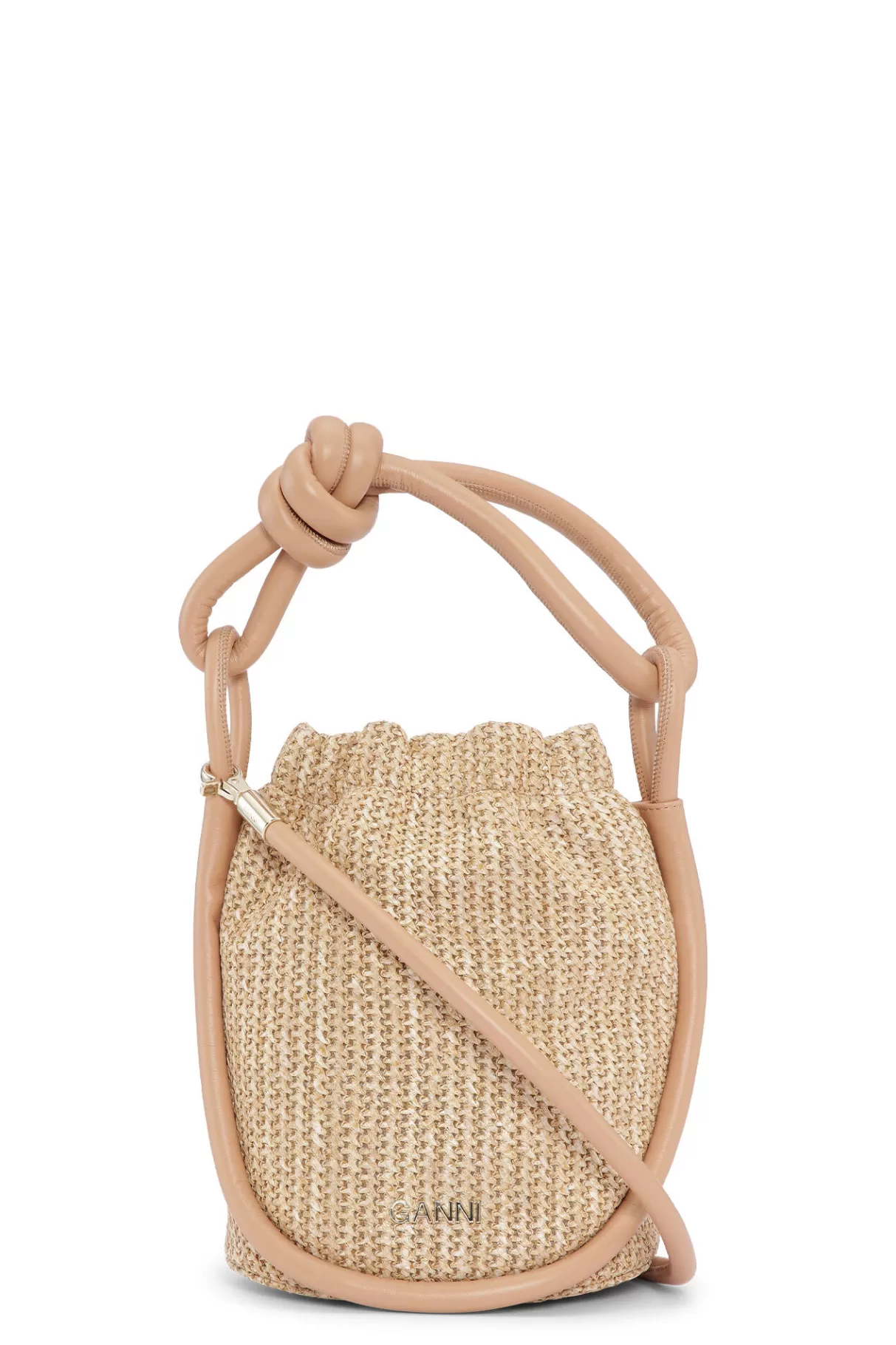 GANNI Handtasche<Kleine Geknotete Bucket-Bag Aus Raffia Tan