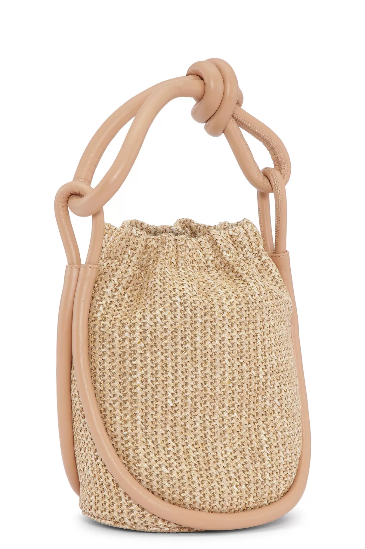 GANNI Handtasche<Kleine Geknotete Bucket-Bag Aus Raffia Tan