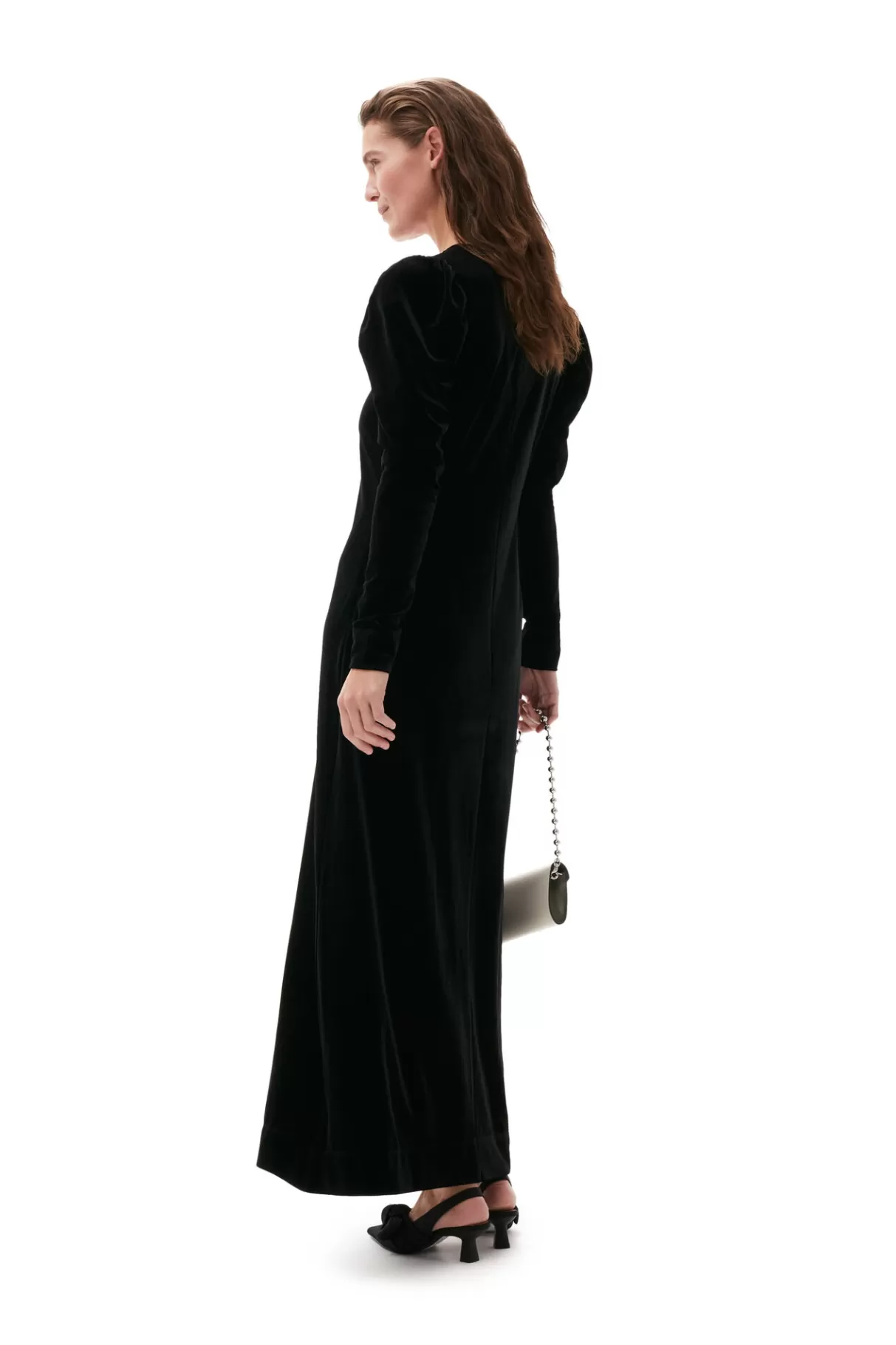 GANNI Kleider<Langes Samtkleid Black