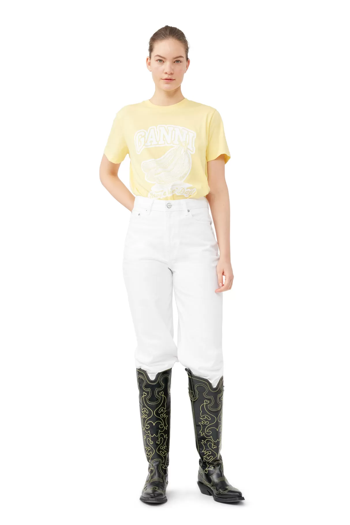 GANNI Tops<Lassiges Banana-T-Shirt Lemon Drop