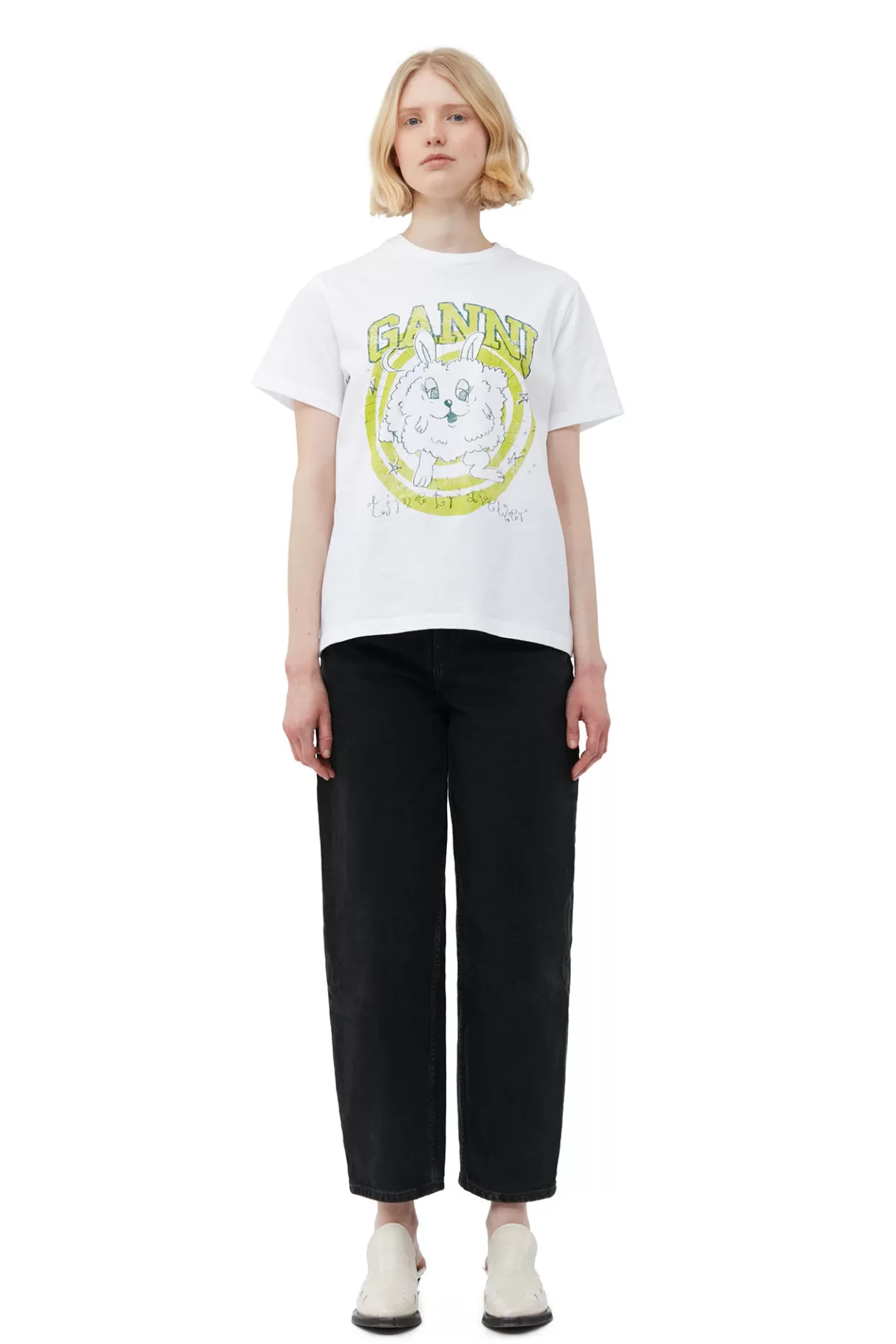 GANNI Tops<Lassiges Bunny-T-Shirt Bright White