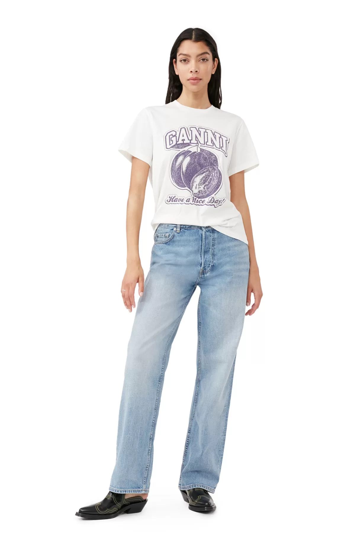 GANNI Tops<Lassiges Plum-T-Shirt Egret