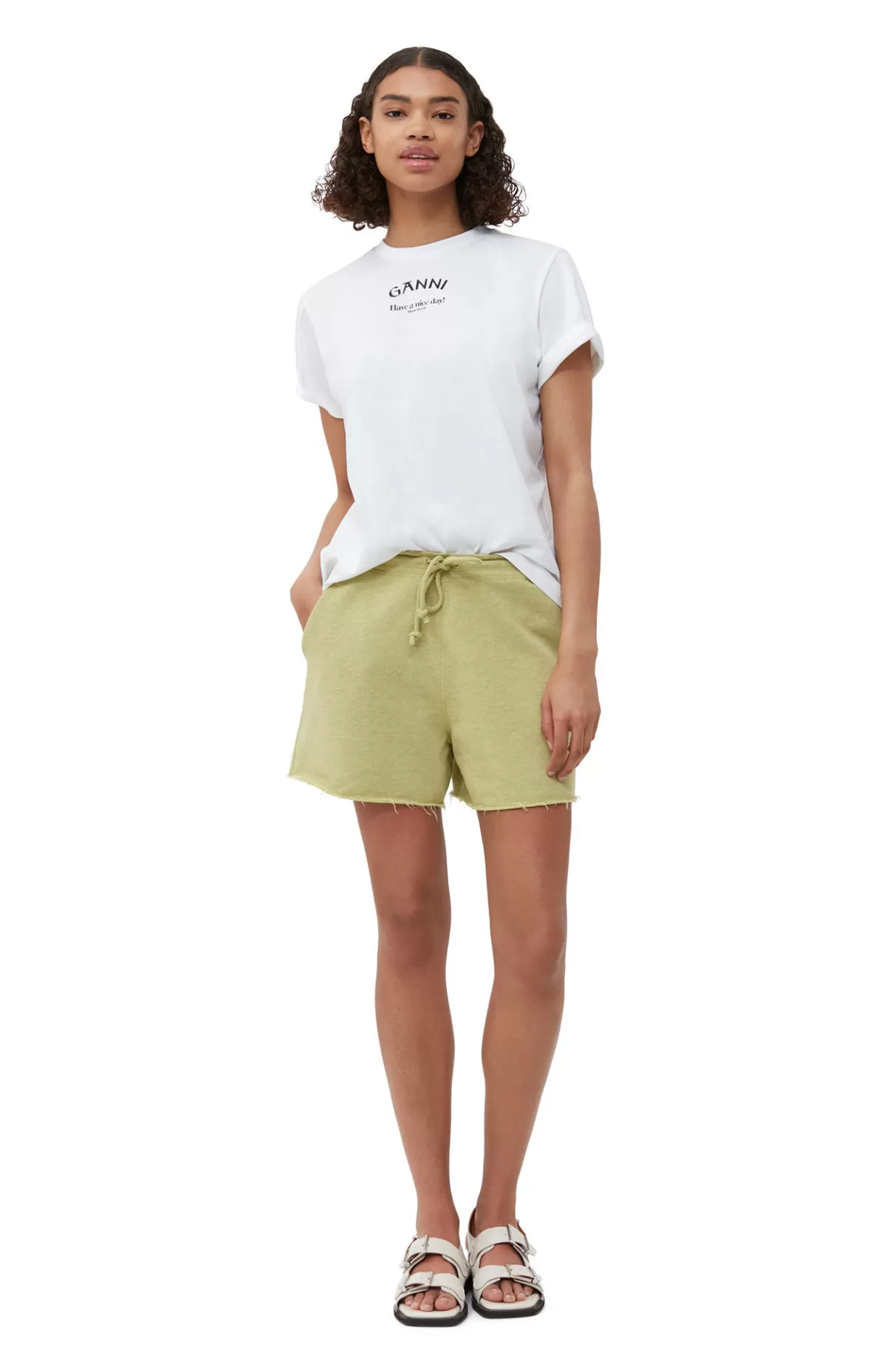 GANNI Tops<Lassiges, Weises T-Shirt Mit O-Ausschnitt Bright White