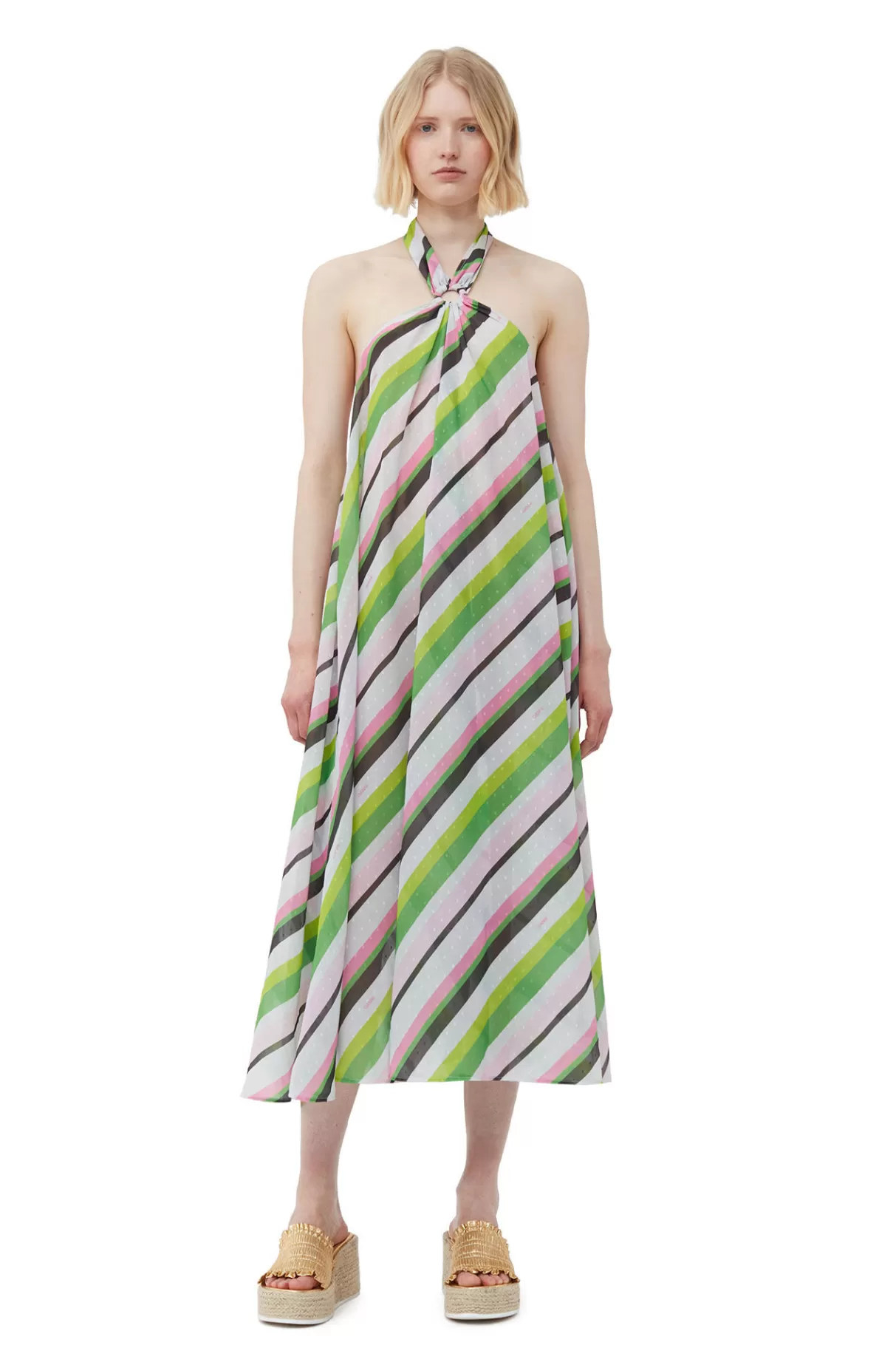 GANNI Kleider<Leichtes Neckholder-Kleid Aus Chiffon Multicolour