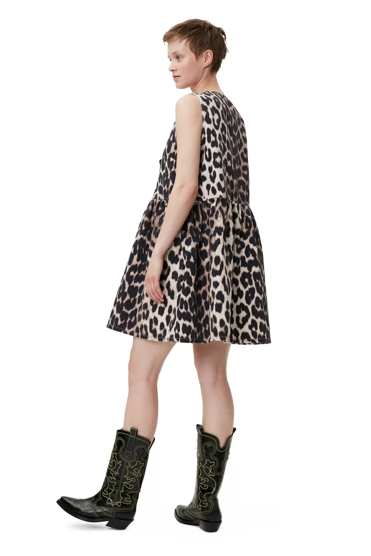 GANNI Kleider<Leopardenminikleid Mit Band Big Leopard Almond Milk