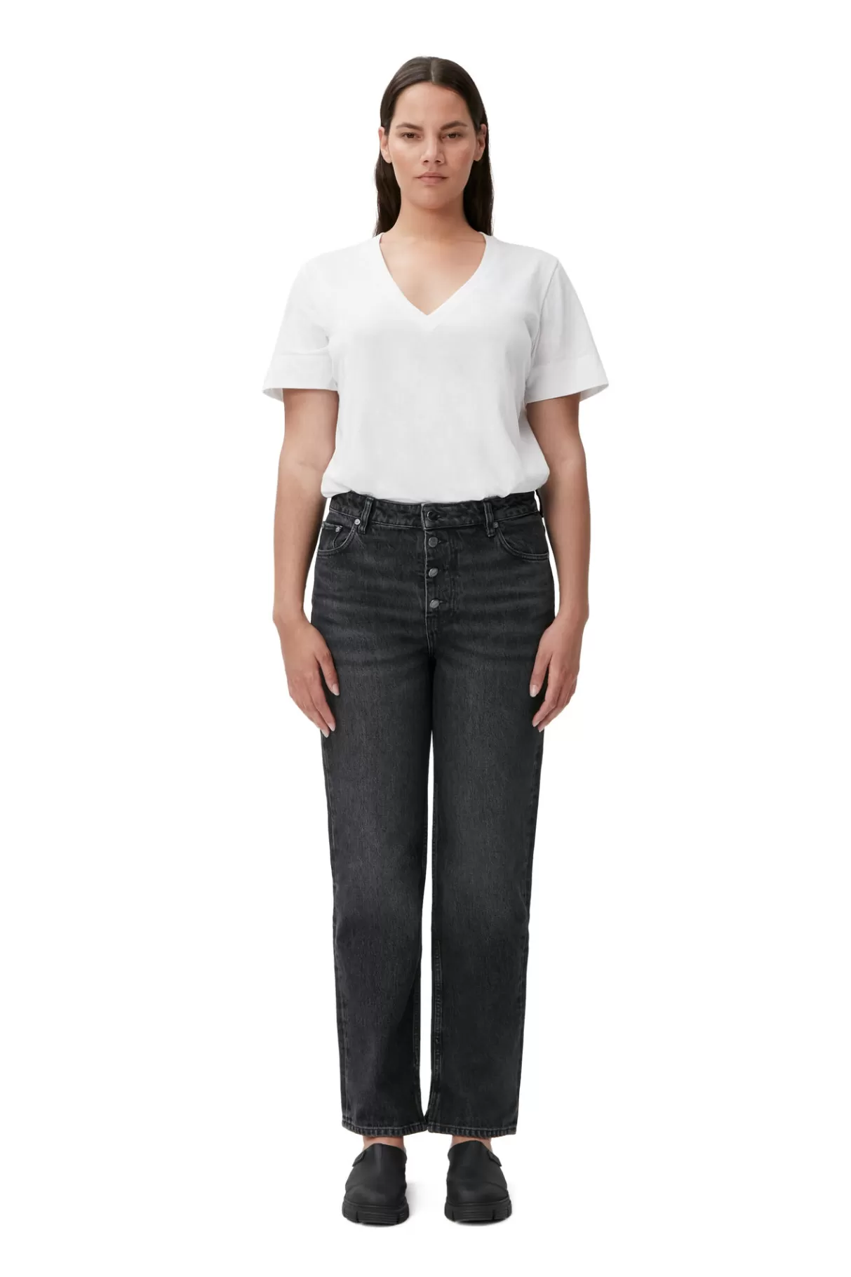 GANNI Hosen<Lovy Jeans Black/White Vintage