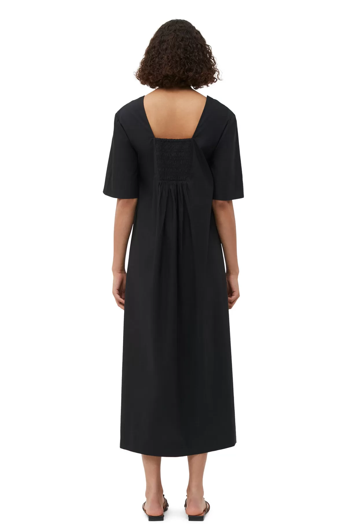 GANNI Kleider<Maxikleid Aus Cotton Poplin Mit Offenem Ausschnitt Black