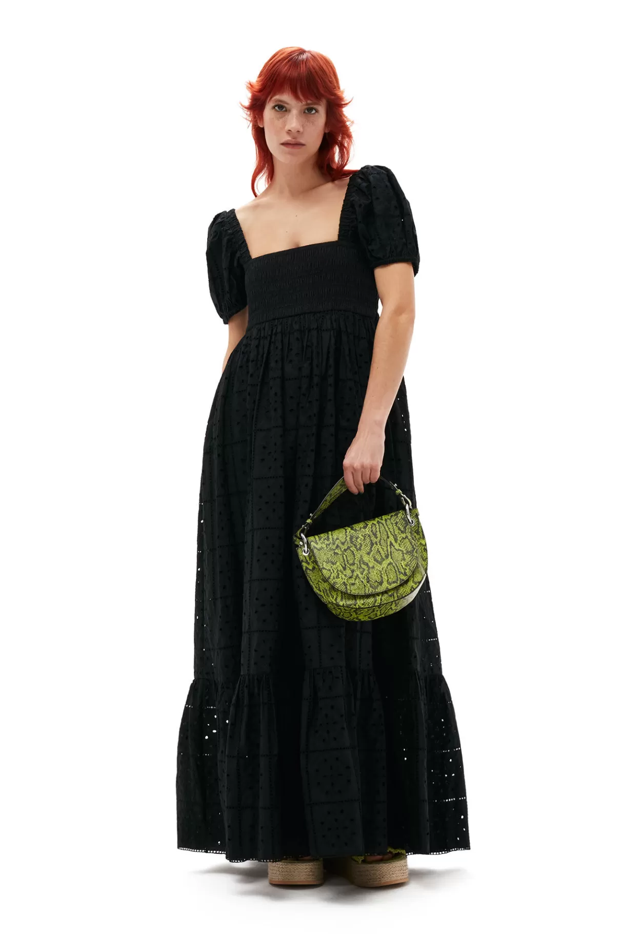 GANNI Kleider<Maxikleid Aus Lochstickerei Black