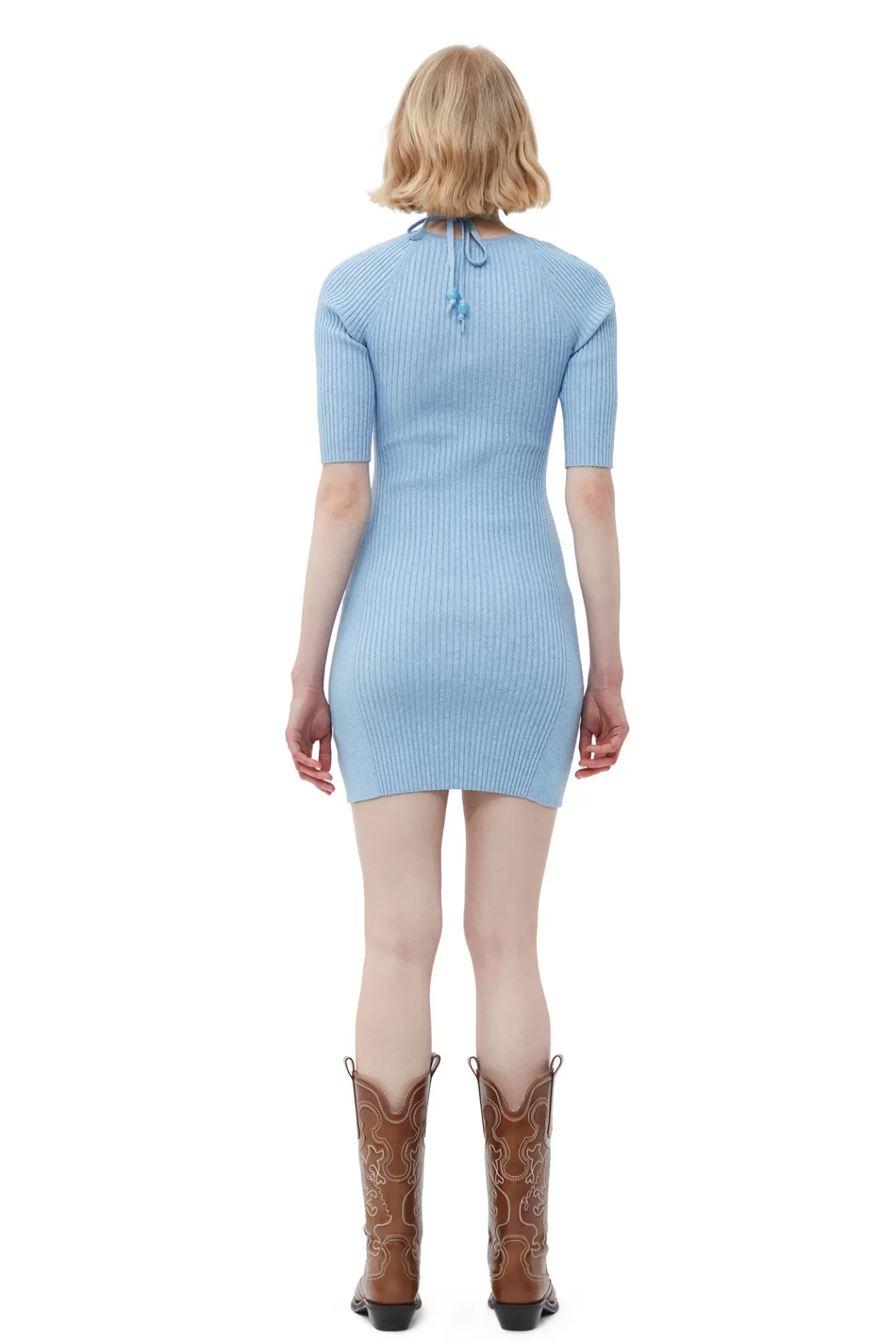 GANNI Kleider<Melange-Strick-Minikleid Ethereal Blue