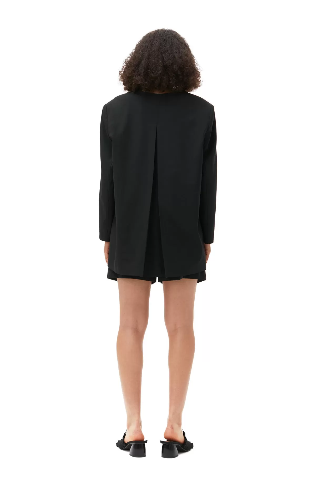 GANNI Mäntel & Jacken<Melierter Oversize-Blazer Mit Drapierung Black