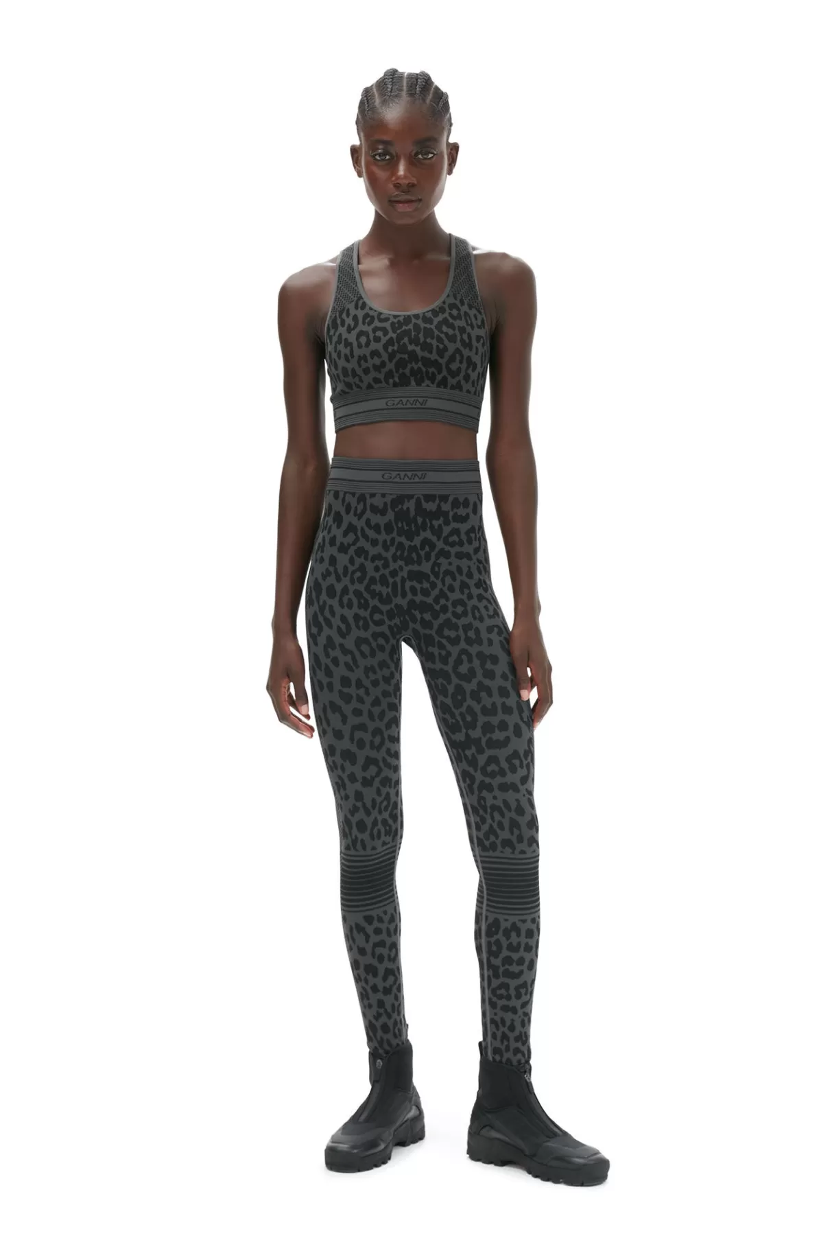 GANNI Hosen<Nahtlose Jacquard-Leggings Black