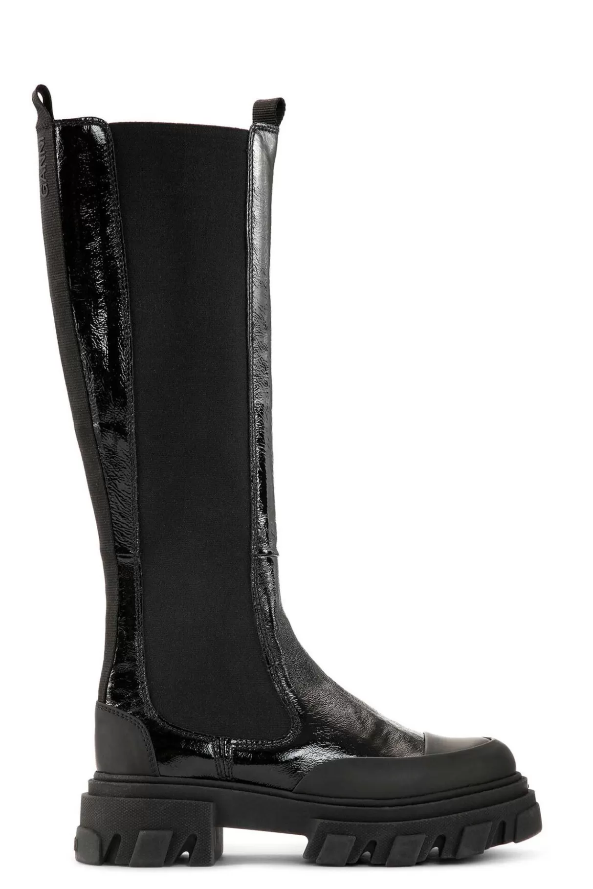 GANNI Stiefel<Naplack-Chelsea-Kniestiefel Black