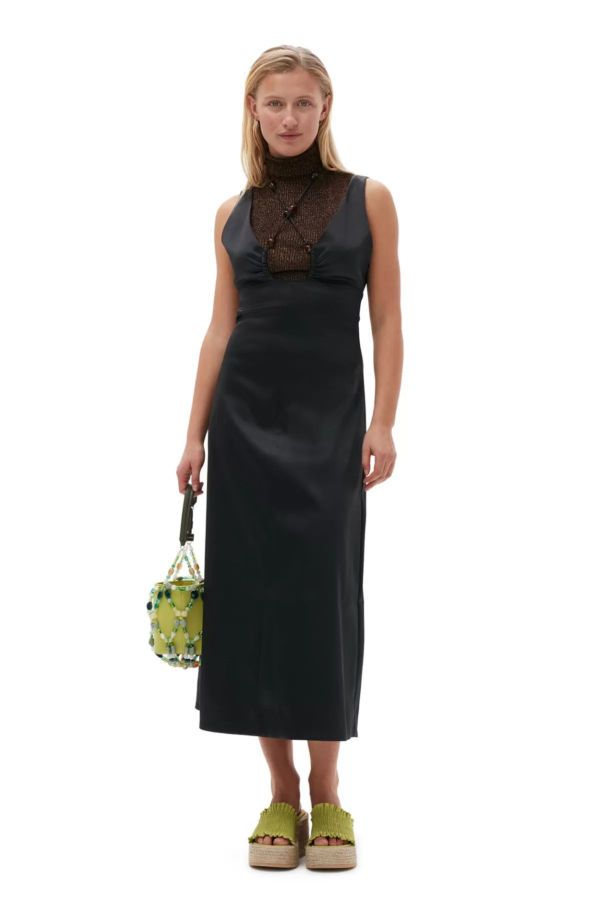 GANNI Kleider<Neckholder-Kleid Aus Doppel-Satin Black