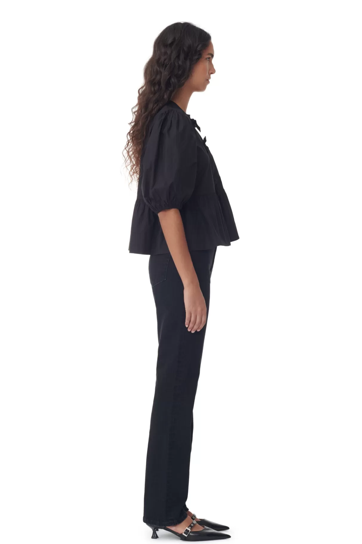 GANNI Tops<Poplin-Bluse Aus Cotton Black